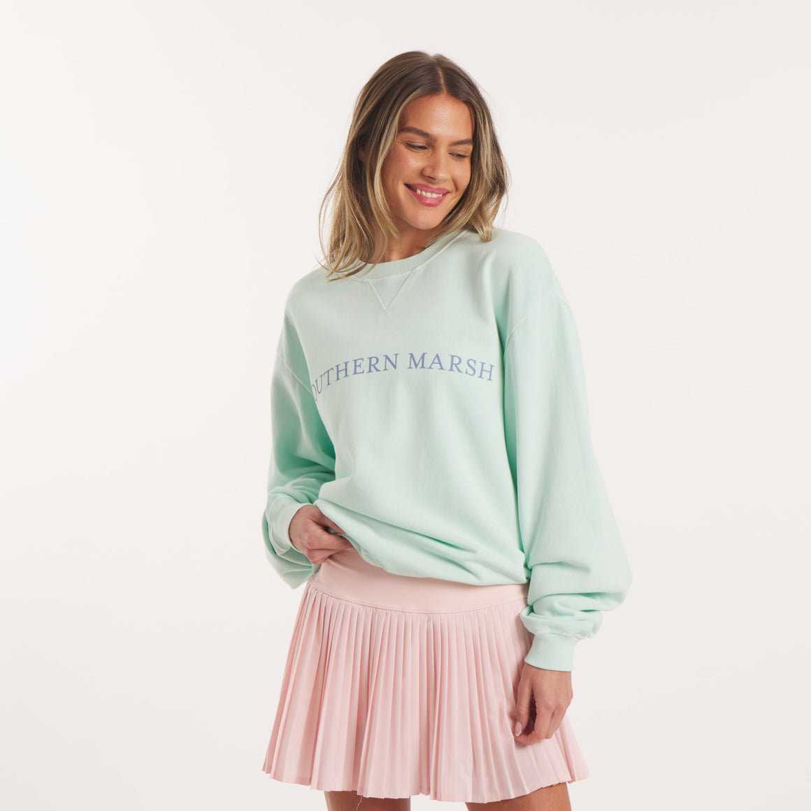 Cotton Sweatshirt| On Model Front | with Camellia skirt